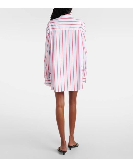 Frankie Shop Red Lui Striped Cotton Poplin Shirt