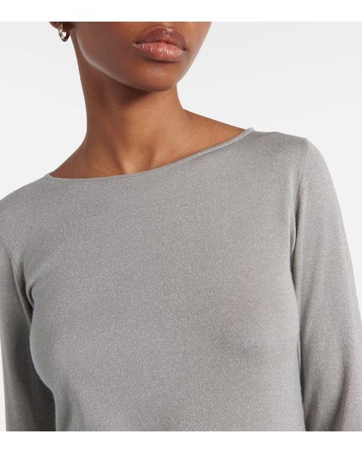 Brunello Cucinelli Gray Sparkling Cashmere And Silk-Blend Sweater