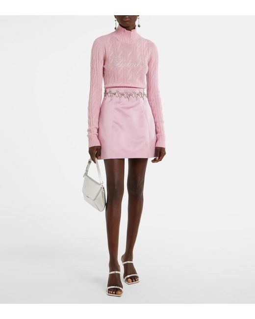 Blumarine Pink Duchesse High-Rise Satin Miniskirt