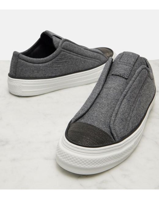Brunello Cucinelli Gray Slip-Ons