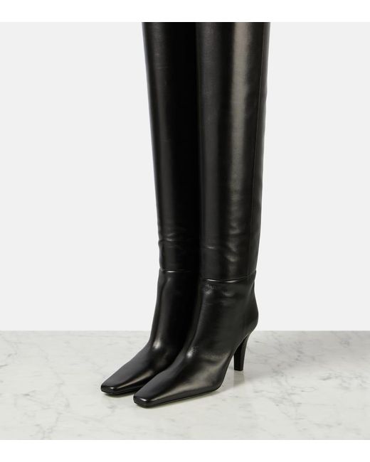 Saint Laurent Black Overknee-Stiefel Jill 75 Aus Leder