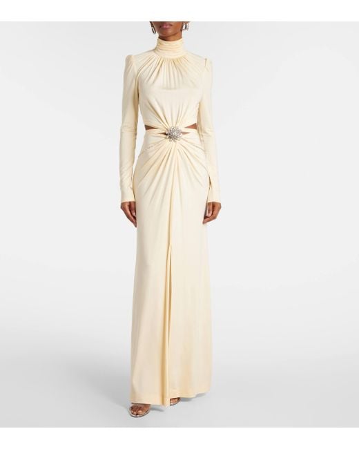 Rabanne Natural Embellished Gathered Gown