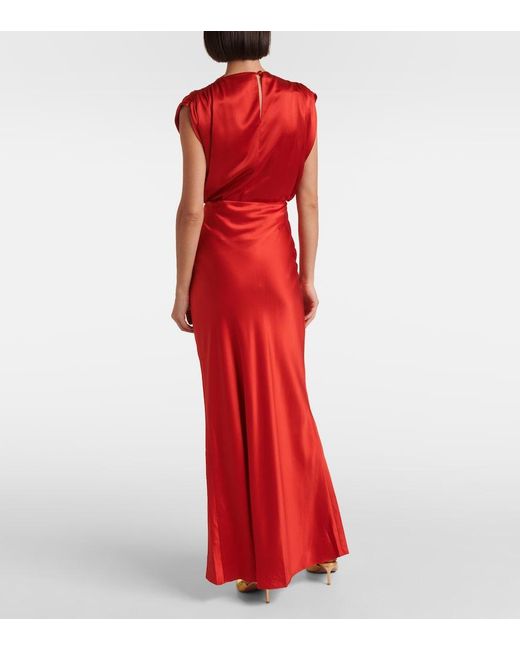The Sei Red Silk Satin Maxi Skirt