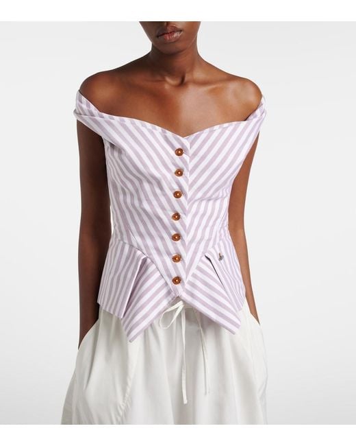 Vivienne Westwood Purple Monday Striped Cotton Top