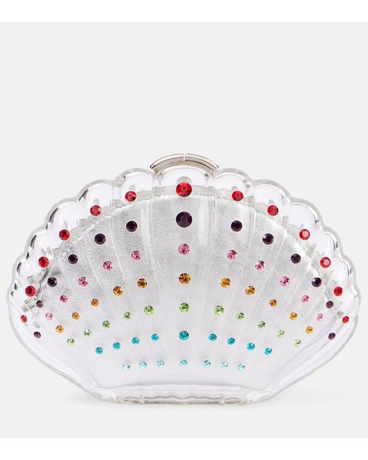 Aquazzura Multicolor Clutch Crystal Shell Mit Kristallen