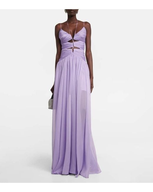 Rasario Purple Cutout Chiffon Gown