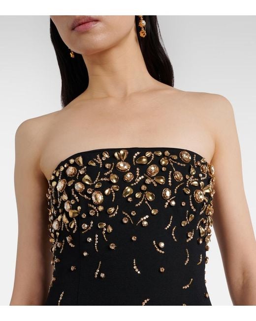 Jonathan Simkhai Black Reign Embellished Crepe Bustier Gown