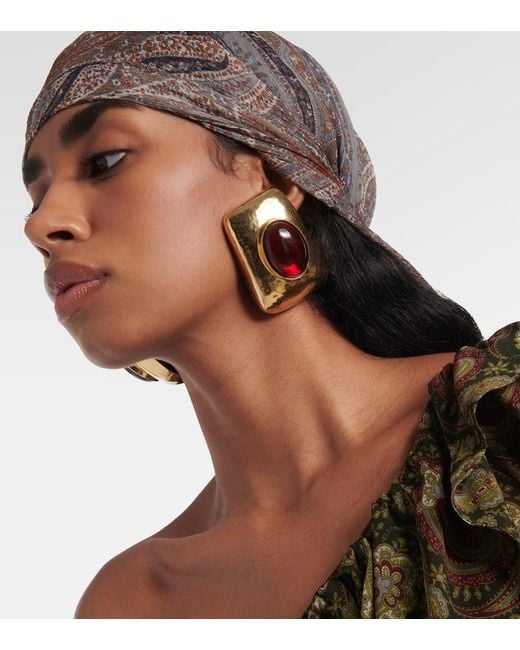 Orecchini A Clip Con Decorazioni di Saint Laurent in Metallic