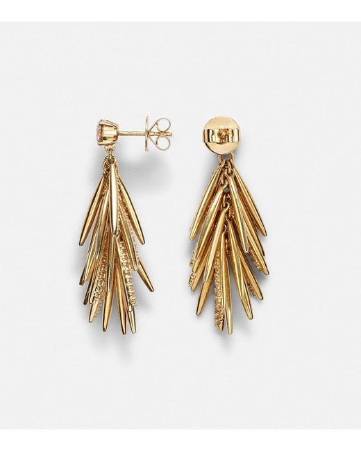 Ileana Makri Metallic Grass Sunshine Drop 18kt Gold Earrings With Diamonds