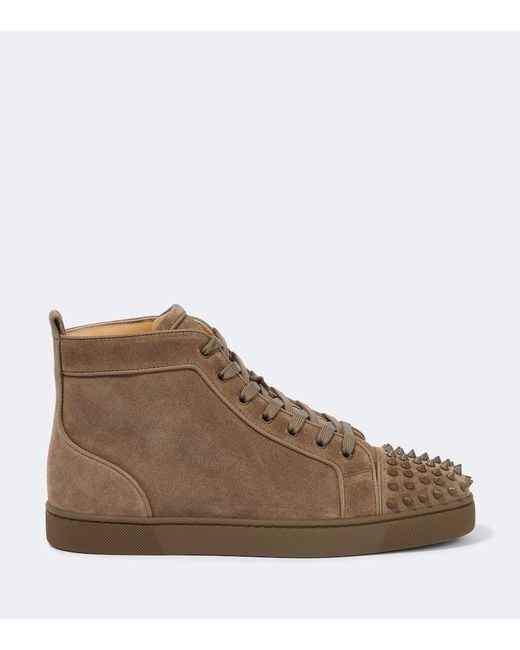 Christian Louboutin Brown Louis Grosgrain-trimmed Spiked Suede High-top Sneakers for men