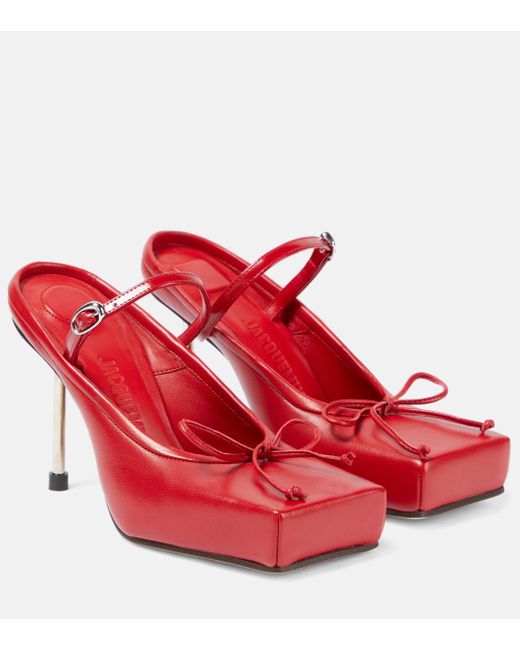 Jacquemus Red Les Chaussures Ballet Leather Mules