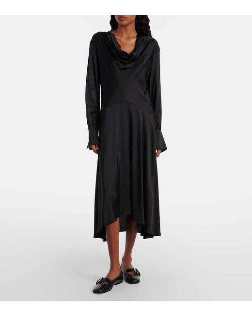 Vestido Midi Asimetrico Ganni de color Black