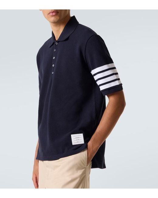 Thom Browne Polohemd 4-Bar Aus Baumwolle in Blue für Herren