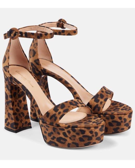 Gianvito Rossi Brown Leopard-Print Sandals