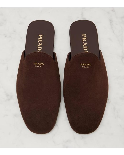 Mules En Daim Prada en coloris Brown