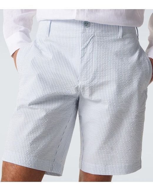 Vilebrequin Blue Brad Striped Seersucker Bermuda Shorts for men