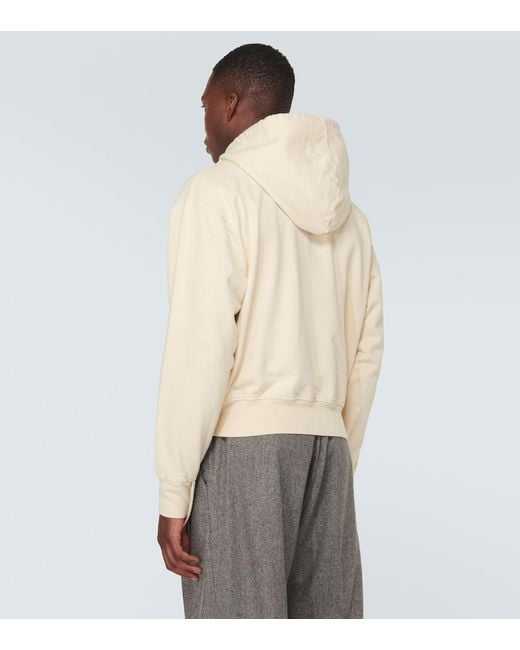 Jacquemus Natural Camargue Warped Logo Zipped Hoodie, Long Sleeves, Light, 100% Cotton, Size: Large for men