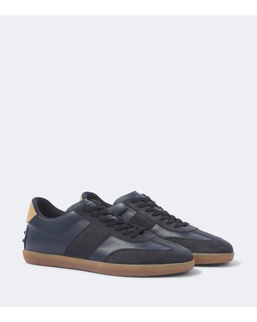 Tod's Blue Tabs Leather And Suede Sneakers for men