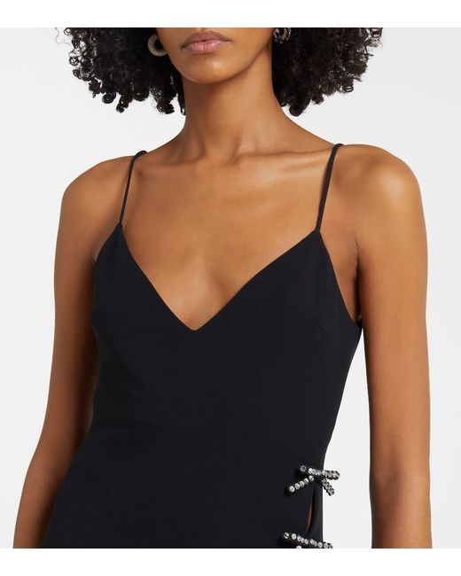 Elie Saab Black Embellished Bow-Detail Cady Gown