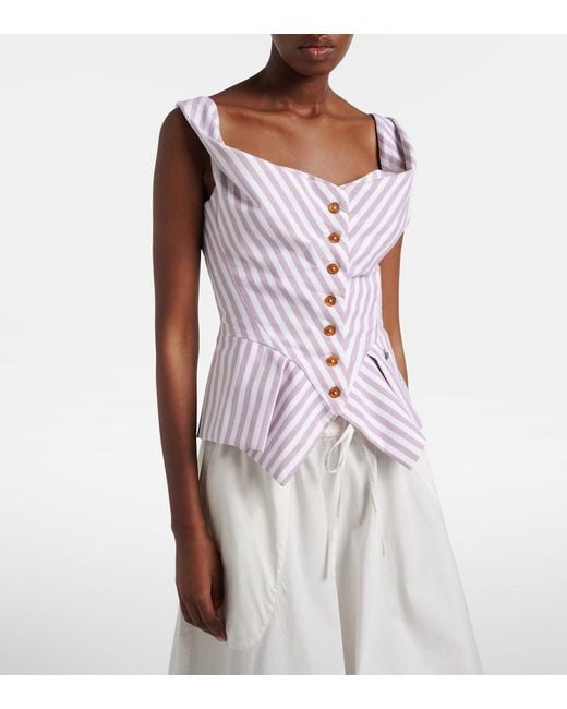 Vivienne Westwood Purple Monday Striped Cotton Top