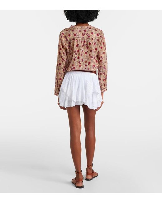 Isabel Marant White Layale Ruffled Cotton Shorts