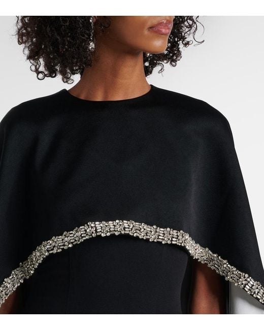 Roland Mouret Black Robe Aus Crepe Mit Kristallen