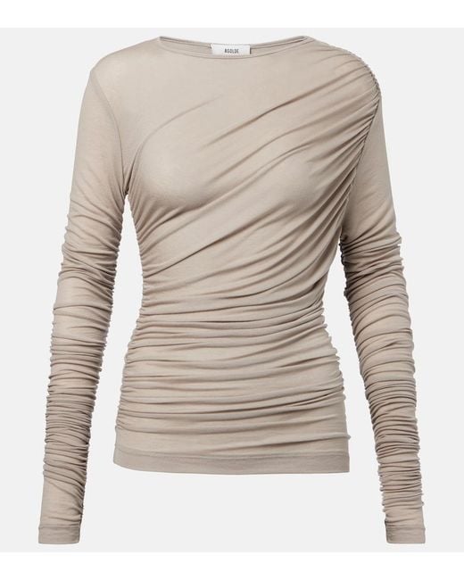 Agolde Gray Tania Twist Ruched Top