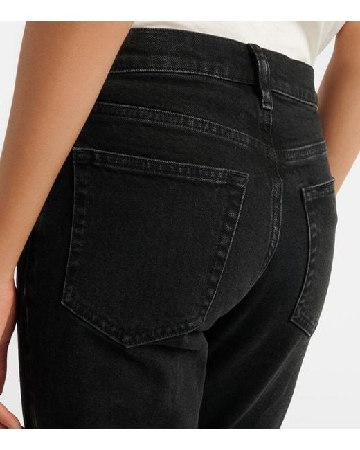 FRAME Blue Borrowed Cropped Straight Jeans