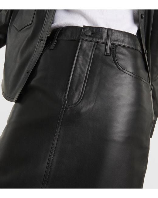 Wardrobe NYC Black Back-Slit Leather Maxi Skirt