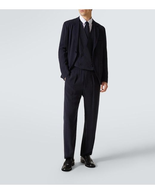 Giorgio Armani Blue Chevron Jacquard Blazer for men