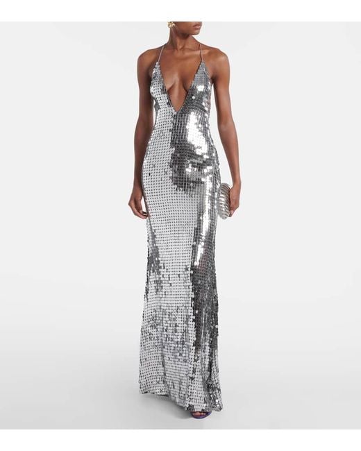 The New Arrivals Ilkyaz Ozel White Claudie Sequined Gown