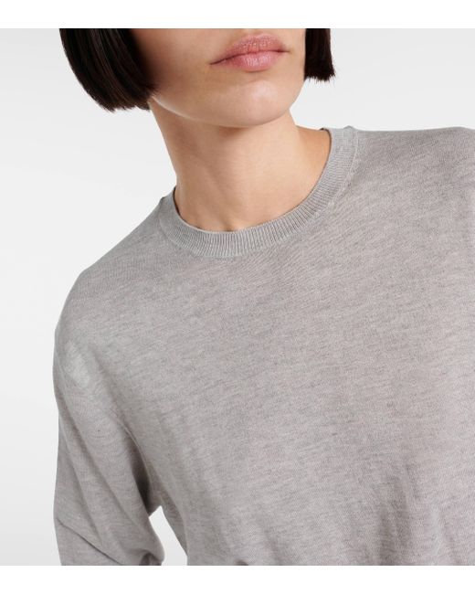 Totême  Gray Silk And Cashmere-blend Sweater