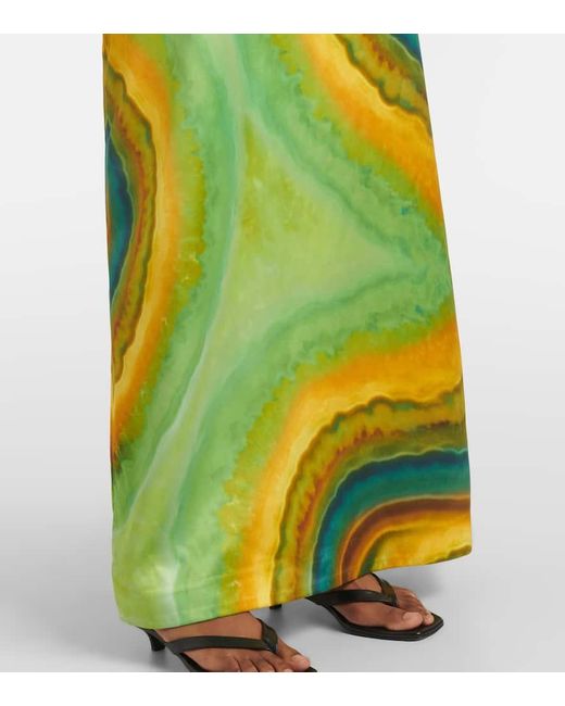 ALÉMAIS Green Iris Printed Strapless Maxi Dress