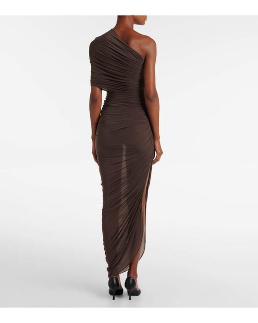 Magda Butrym Brown Draped One-Shoulder Gown