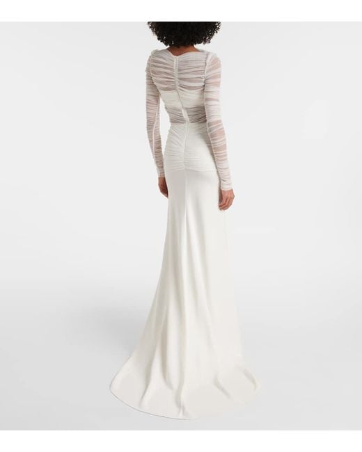Christopher Esber White Bridal Veiled Silk Tulle Gown