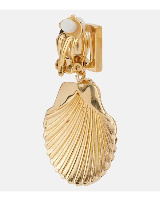 Dolce & Gabbana Metallic Dg Shell Drop Clip-On Earrings