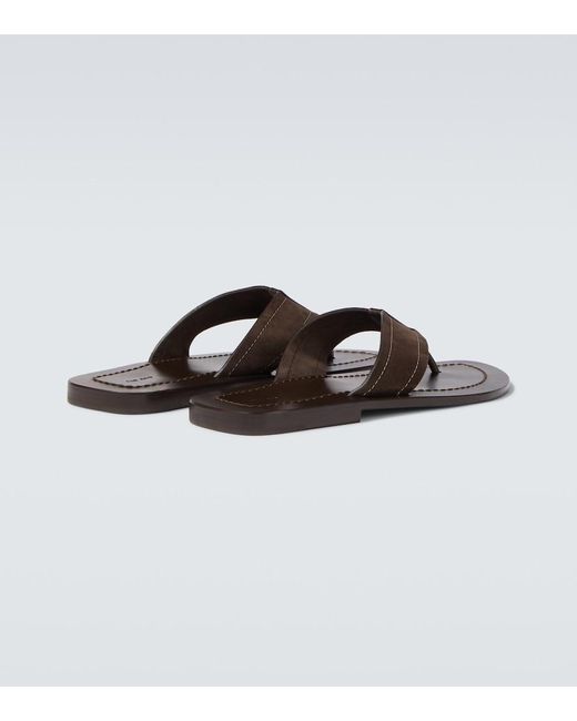 The Row Brown Dan Suede Thong Sandals for men