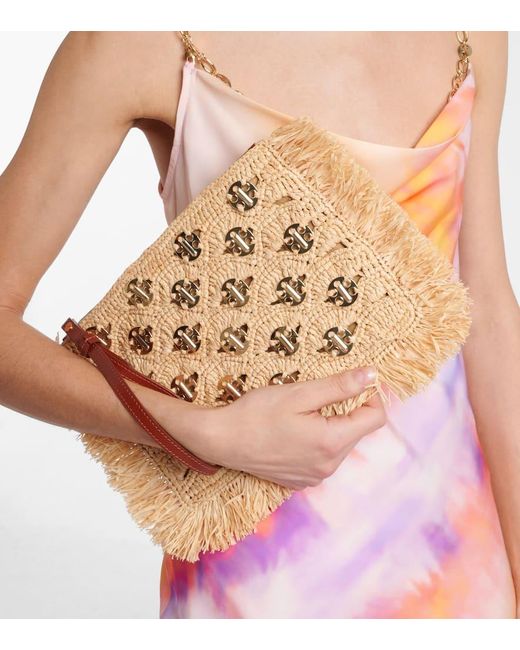 Rabanne Natural Embellished Raffia Clutch