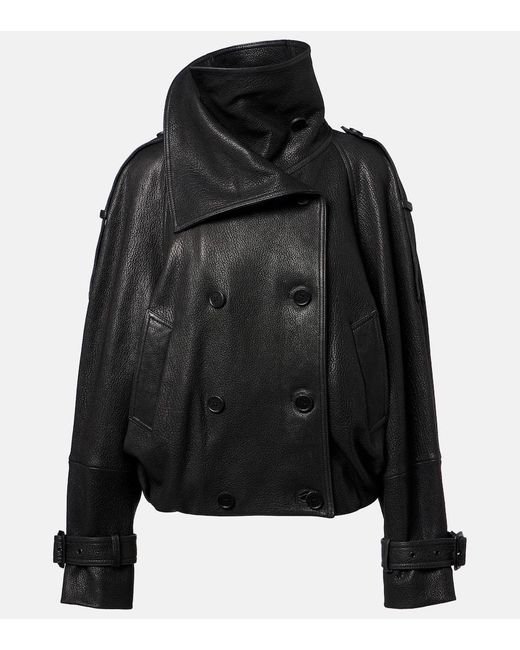 Acne Black Double-Breasted Leather Jacket