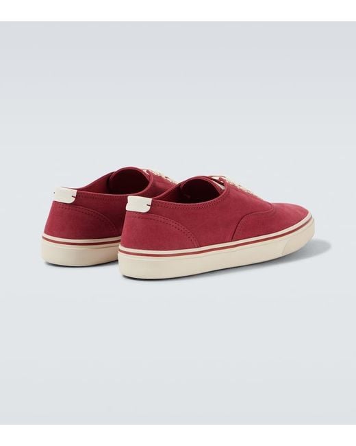 Zapatillas De Lona Con Piel Brunello Cucinelli de hombre de color Red