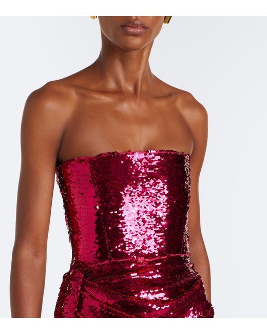 Alex Perry Red Sequined Bustier Dress