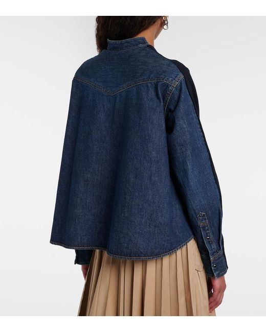 Sacai Blue Cotton-Blend Cardigan