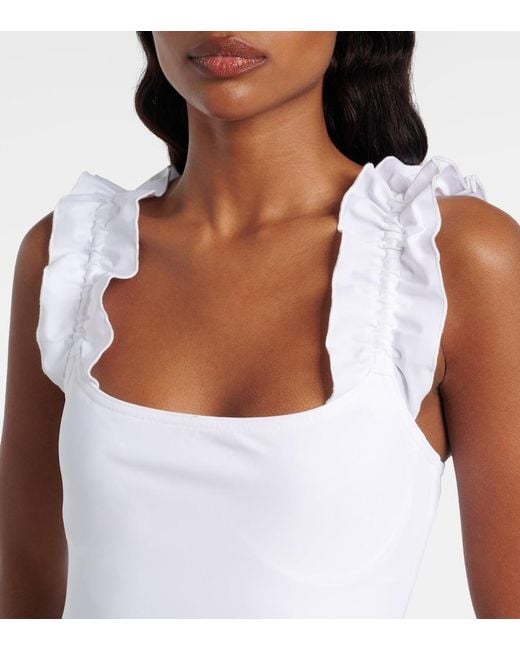 Karla Colletto White Evie Ruffled Swimsuit