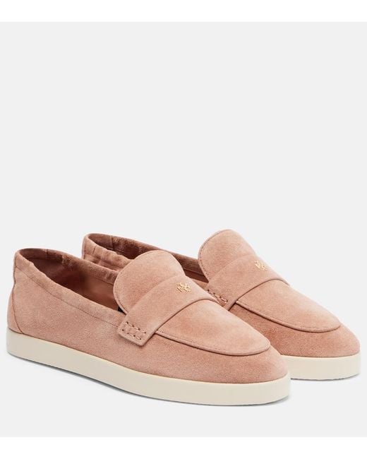 Tory Burch Pink Suede Penny Loafers