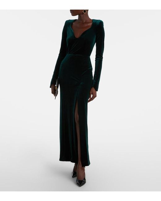 Galvan Blue Vanitas Velvet Gown