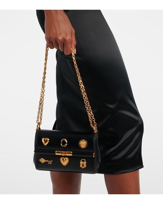 Dolce & Gabbana Black Marlene Small Leather Crossbody Bag
