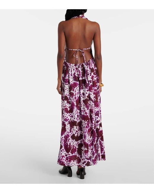 Dries Van Noten Purple Bedrucktes Maxikleid