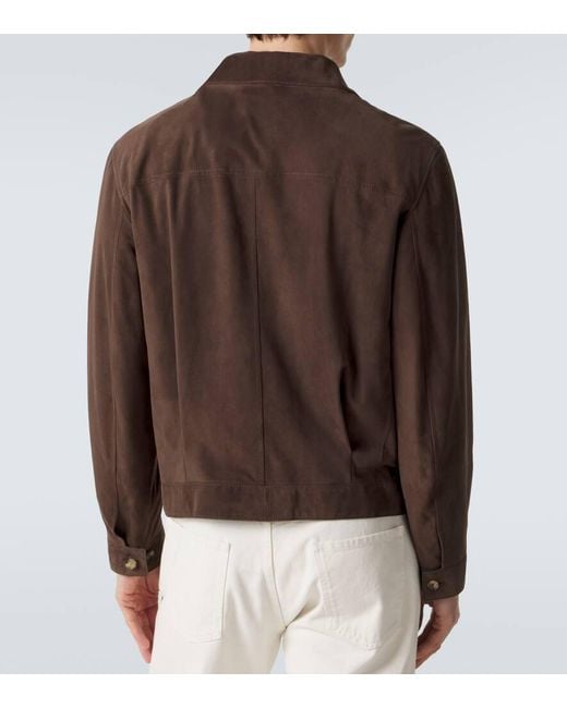 Brunello Cucinelli Brown Suede Jacket for men