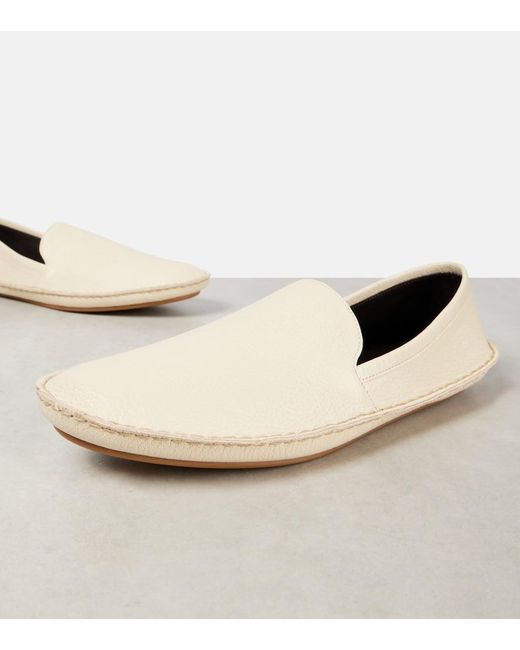 The Row Natural Vasko Leather Slip-On Shoes