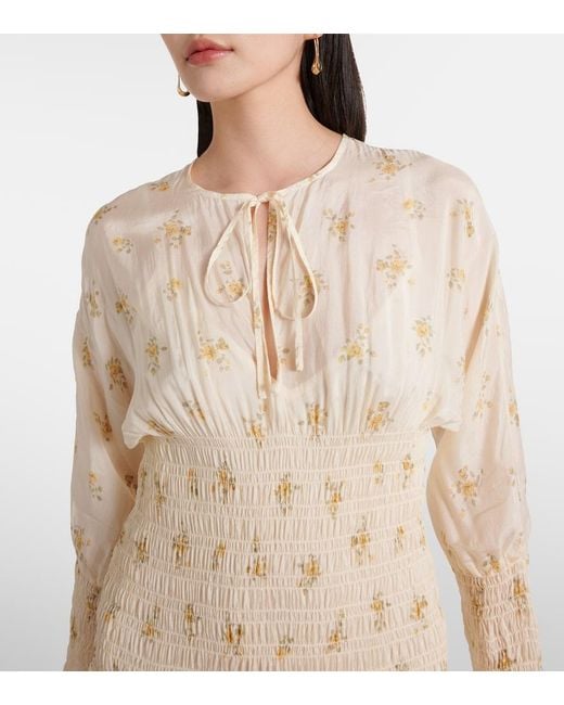 Ganni Natural Dress With Floral Pattern